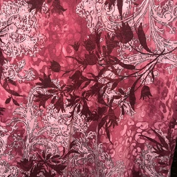 Susan Graver XS Pink Paisley Floral Print Long Sleeve V-Neck Quarter Zip Blouse - Picture 6 of 7